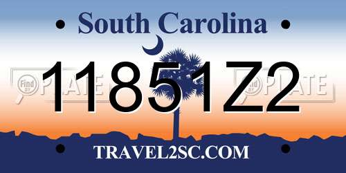 11851Z2 South Carolina License Plate