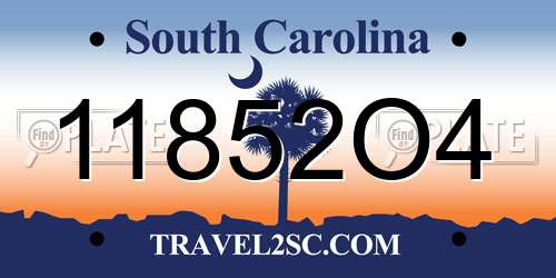 11852O4 South Carolina License Plate