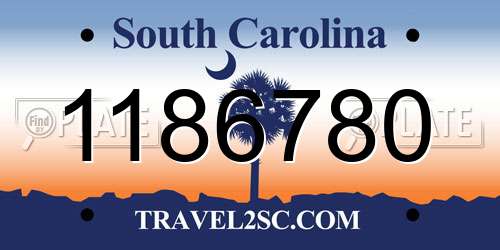 1186780 South Carolina License Plate