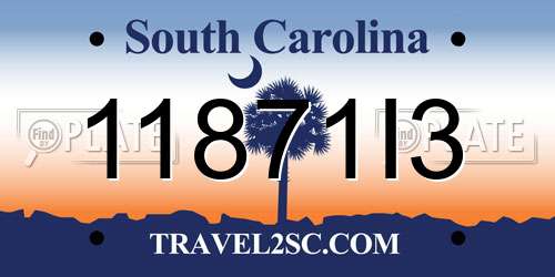 11871I3 South Carolina License Plate