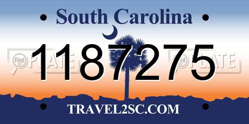1187275 South Carolina License Plate