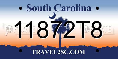 11872T8 South Carolina License Plate