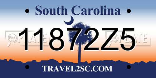 11872Z5 South Carolina License Plate