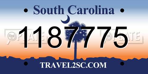 1187775 South Carolina License Plate