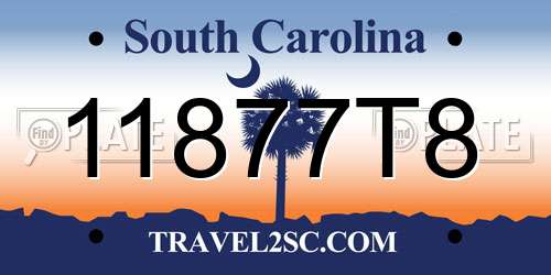 11877T8 South Carolina License Plate