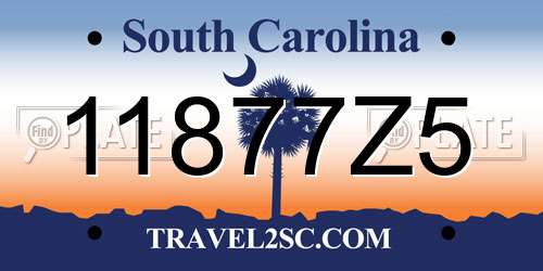 11877Z5 South Carolina License Plate