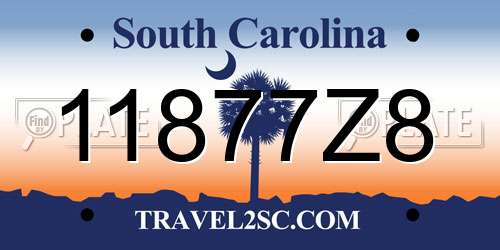 11877Z8 South Carolina License Plate