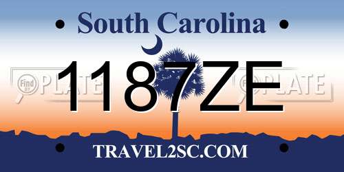 1187ZE South Carolina License Plate