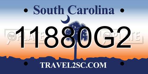 11880G2 South Carolina License Plate