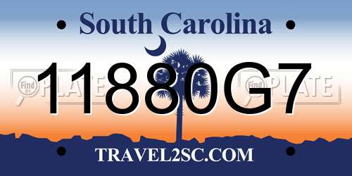 11880G7 South Carolina License Plate