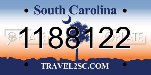1188122 South Carolina License Plate