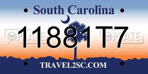 11881T7 South Carolina License Plate