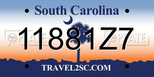 11881Z7 South Carolina License Plate