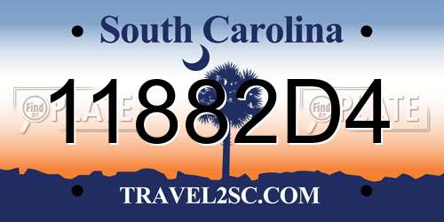 11882D4 South Carolina License Plate