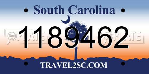 1189462 South Carolina License Plate