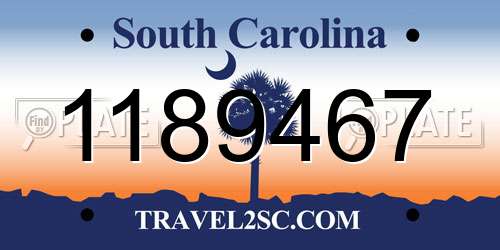 1189467 South Carolina License Plate