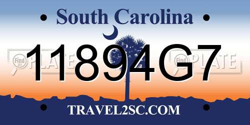11894G7 South Carolina License Plate