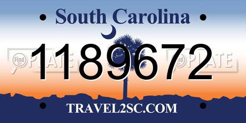 1189672 South Carolina License Plate