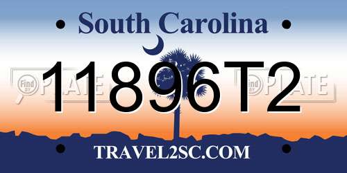 11896T2 South Carolina License Plate