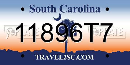 11896T7 South Carolina License Plate