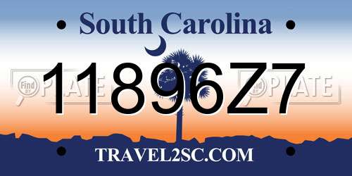 11896Z7 South Carolina License Plate