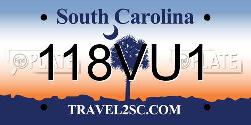 118VU1 South Carolina License Plate