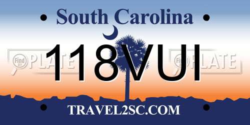 118VUI South Carolina License Plate