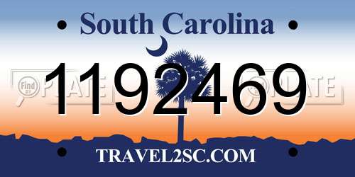 1192469 South Carolina License Plate