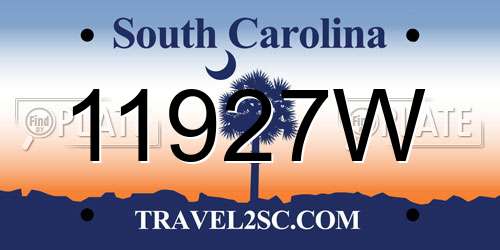 11927W South Carolina License Plate