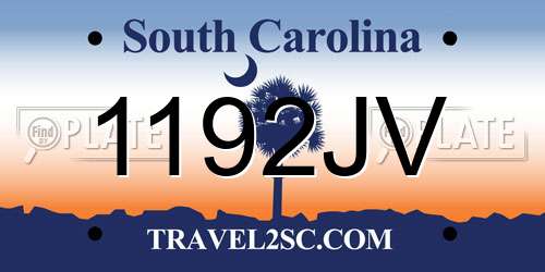 1192JV South Carolina License Plate