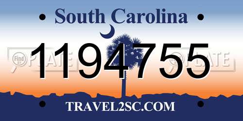 1194755 South Carolina License Plate