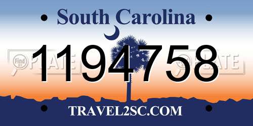 1194758 South Carolina License Plate