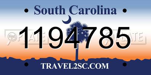 1194785 South Carolina License Plate