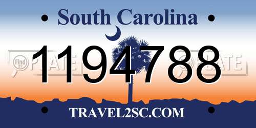 1194788 South Carolina License Plate