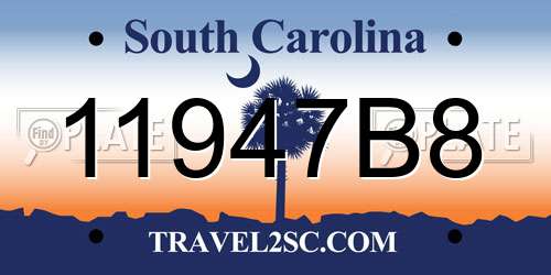 11947B8 South Carolina License Plate