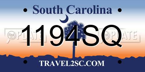 1194SQ South Carolina License Plate