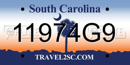 11974G9 South Carolina License Plate