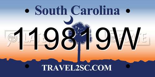 119819W South Carolina License Plate