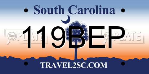 119BEP South Carolina License Plate