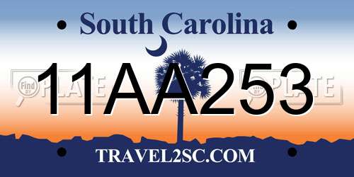 11AA253 South Carolina License Plate