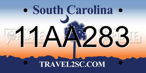 11AA283 South Carolina License Plate