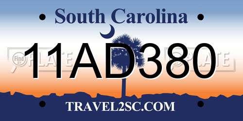 11AD380 South Carolina License Plate