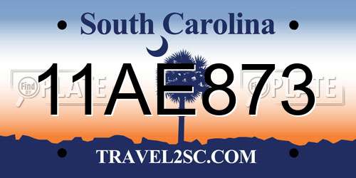 11AE873 South Carolina License Plate