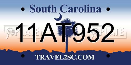 11AT952 South Carolina License Plate