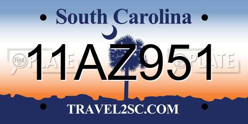 11AZ951 South Carolina License Plate