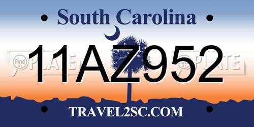 11AZ952 South Carolina License Plate
