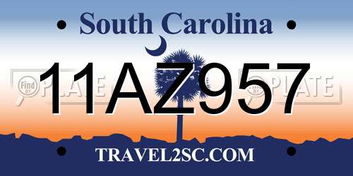 11AZ957 South Carolina License Plate