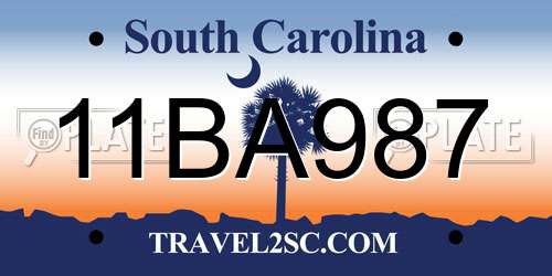 11BA987 South Carolina License Plate