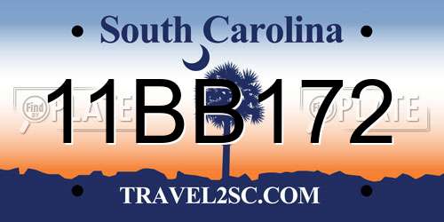 11BB172 South Carolina License Plate