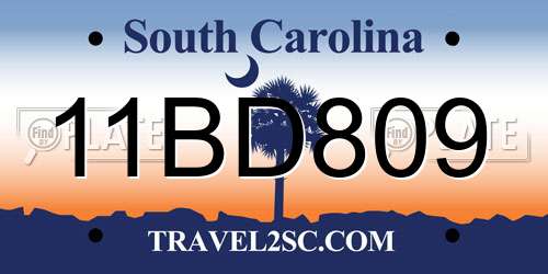 11BD809 South Carolina License Plate